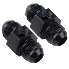 EVIL ENERGY 8AN Male to 8AN Male Flare Union Coupler with 1/8 NPT Gauge Port Fitting Adapter 2PCS