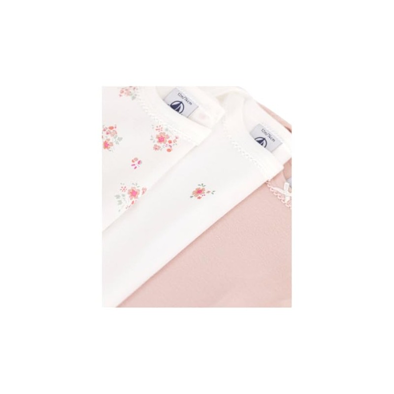 Petit Bateau 3 Pack Bodysuits Long Sleeve Flowers, multicoloured