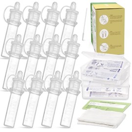 Juego de jeringas colectoras de calostro haakaa Kit de recolección de calostro Incluye 2 estuches de almacenamiento y 2 paños de algodón para recolectar, almacenar y alimentar calostro, 4ml/0.1oz, 12