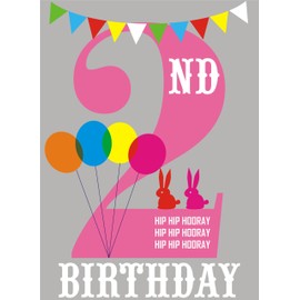 Claire Giles Hatful of Happy Age 2 Birthday Card - Pink