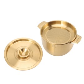 GLOGLOW Stainless Steel Oil Storage , Oil Strainer Non Stick Rustproof with Lid for Frying Oil Gold