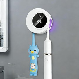 Smart Toothbrush Holder & Wall Mounted Toothbrush Holders, LED Automatic Sensing Toothbrush Cleaner for Home and Travel (White)