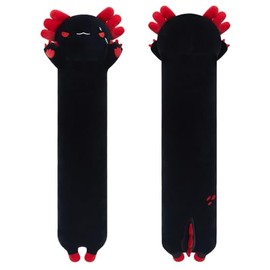 SNOWOLF Stuffed Axolotl Long Cushion Plush Animal Toy Soft Kawaii Stuff Cuddly Toy Adorable Hug Pillow for Children (50 cm, Black)