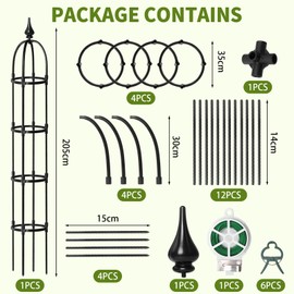 SDLDEER Garden Obelisk Trellis for Climbing Plants Outdoor, 1Pcs 6.7FT Rustproof Metal Plant Flower Trellises,Garden Obelisk Trellis for Indoor Outdoor Flowers Vegetable Fruits Vines Support(Black)