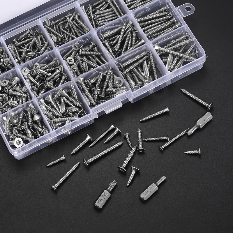 Set of 400 Self-Tapping Screws Assortment Set, Tapping Screws with