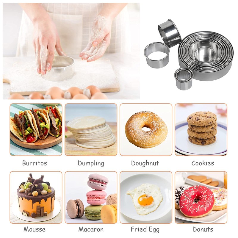 JoyPlus Stainless Steel Cookie Cutters Ring, Pack of 12 Extra