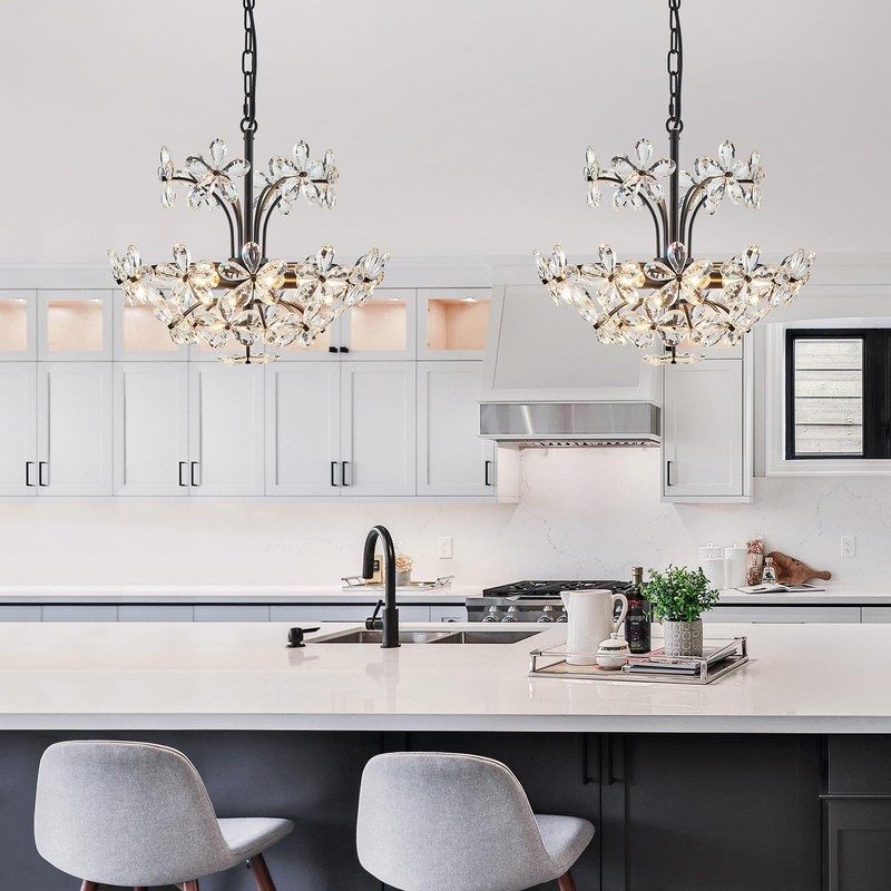 WUZUPS Crystal Chandelier Pendant Flushmount Ceiling Light Modern Lighting Fixture