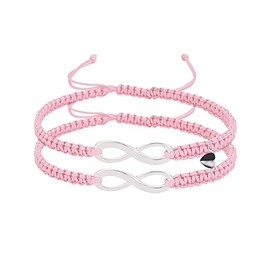 COLORFUL BLING Matching Mutual Attraction Couple Bracelets Long Distance His and Hers Adjustable Braided 8 Infinity Love Heart Friendship Bracelet Jewelry, 60-85mm (2.36-3.35 inches), Metal, alloy