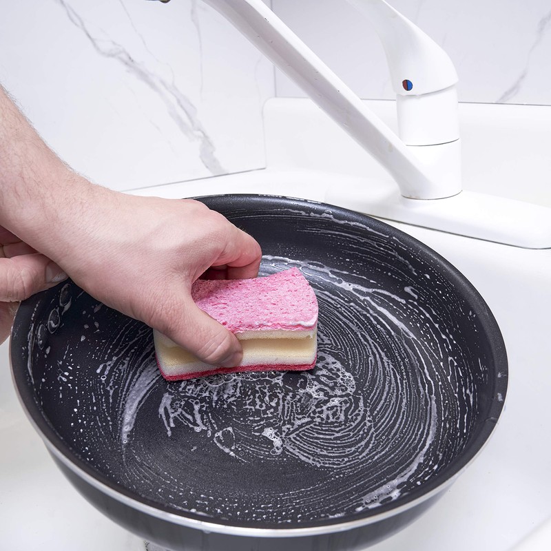 Non-Scratch Scrub Sponge with A Comfortable Grip, Heavy Duty Duel