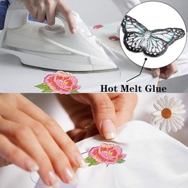 MENGSOOD Orchid Embroidered Patches Colorful Cute Cartoon Iron-On Appliques Assorted Decorative Embroidery Sew-On Patch for Clothing Dress Hat Jeans DIY Accessories (Flowers)