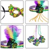 SUMERSHA 6pcs Mardi Gras Costume Set Tutu Skirt Sequins Feather