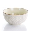 Elama Geometric Embossed Stoneware Honeycomb Pattern Tableware, Set, Ivory