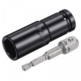 sourcing map 1/2" Drive Socket Accessory Set, 20mm Deep 6-Point Impact Socket 3" Length and 1/4" Hex Shank Adapter