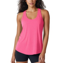 Zengjo Womens Athletic Tank Tops - Long Workout Tanks Quick Dry Moisture Wicking Sleeveless Tops for Running Gym Yoga(Hot Pink,Medium)