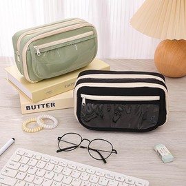 Pen Case, Large Capacity, 9 Layers, Pencil Case, Multi-functional Pouch, Storage Bag, Cosmetic Brush, Stationery, Small Storage, Pen Pouch, Sticky Notes, Transparent, Painful Pen Case, For Boys, Girls