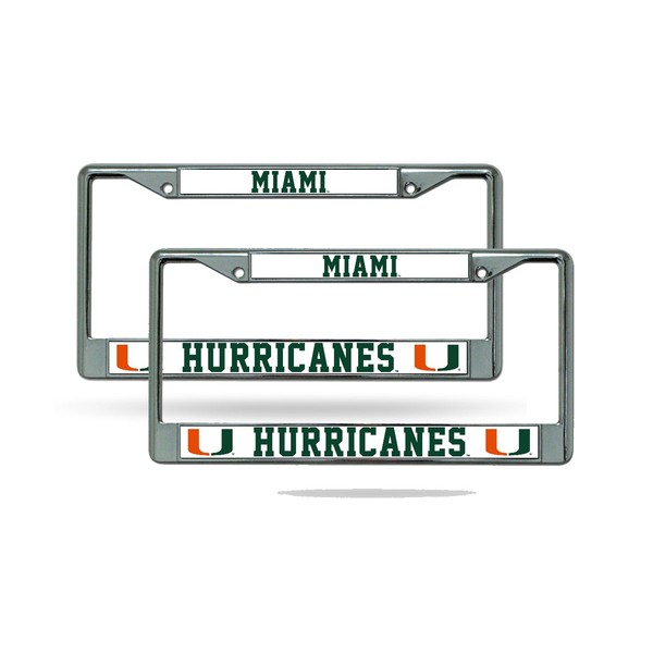 Miami Hurricanes Chrome License Plate Frame - Set of 2