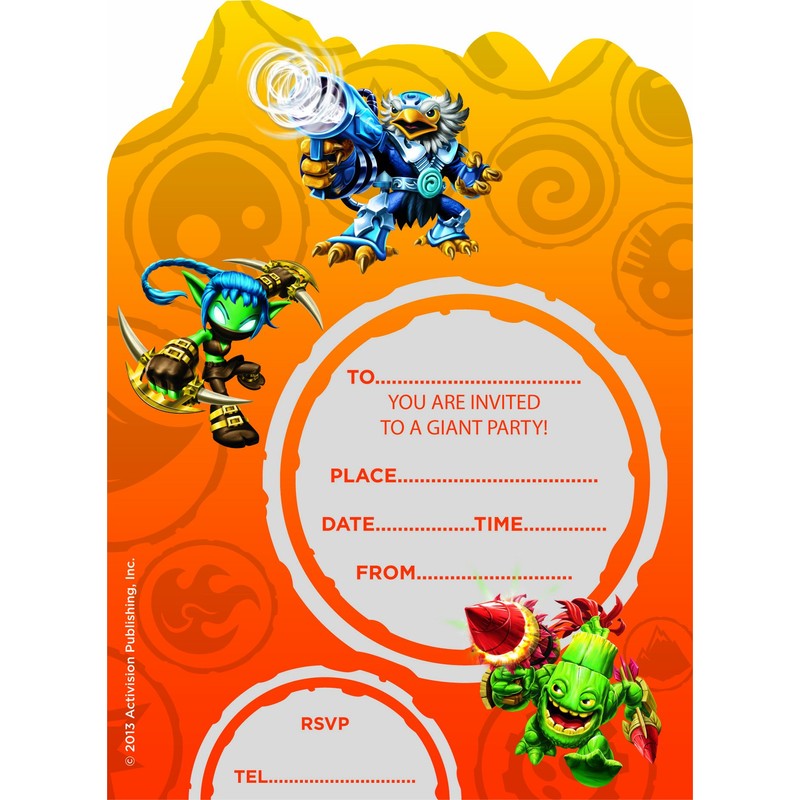 Skylanders Giants Party Invitations pk6 with envelopes