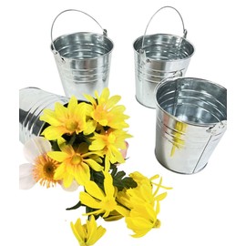 Regent 4 Metal Buckets 5 inch X 5 inch Galvanized Pail with handles for Wedding Decorations,Centerpieces for Party,Garden Planters