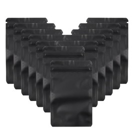 MZMing 50 Pieces Resealable Smell Proof Bags Foil Pouch Small Mylar Ziplock Bags Black Reusable Grip Seal Bags Flat Metallic Bags Packaging for Jewellery Candy Snack Sample Bath Salts - Matte Black