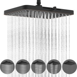Hibbent 13 Inch High Pressure Shower Head Wall Mount Fixed Rain Shower Head 5 Setting