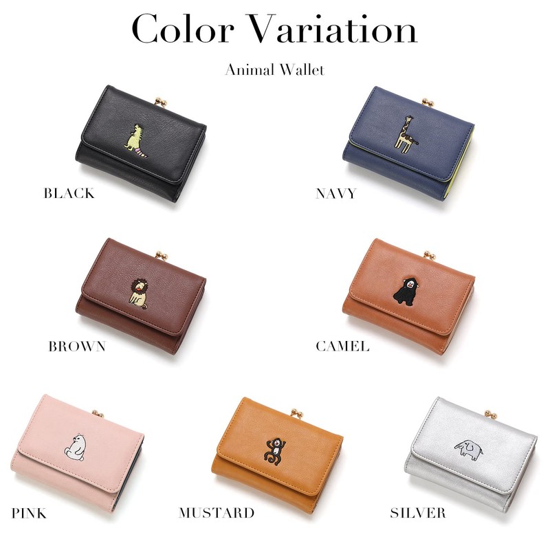 Naru Animal Embroidery Clasp Purse Trifold Wallet Mini Wallet Ladies