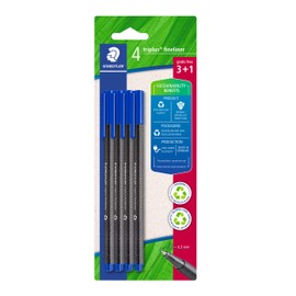 Staedtler Triplus Fineliner - Blue (Pack of 4) - 3+1