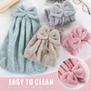 4Pcs Bowknot Hanging Hand Dry Towels, Microfiber Coral Velvet Hand