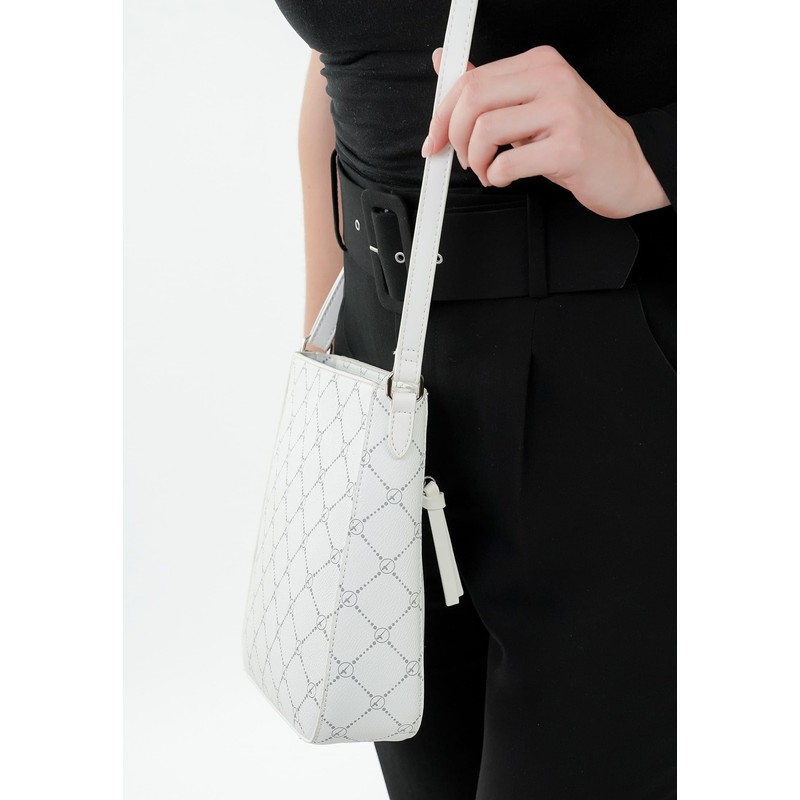 Tamaris TAS Anastasia 30103 Women's Shoulder Bag Checked, White, Unit