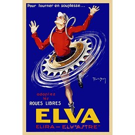 Magnet Elva - Elira - Elvastre 1940s Vintage French Cycling Advertising Magnet Vinyl Magnetic Sheet for Lockers, Cars, Signs, Refrigerator 5"
