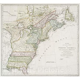Historical Map, 1768 A New and Accurate map of North America, Vintage Wall Art : 24in x 18in