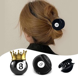 Zkptops Black 8 Ball Hair Claw Clips Golf Club Hair Clips for Women Girls Funny Creative Billiard Acetate Hairpins Large Non Slip Hair Catch Barrettes for Thick Thin Hair Accessories, 2.12 inches