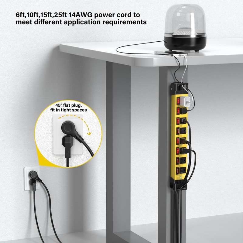 Power Strip with Individual Switches - 8 Outlet Heavy Duty
