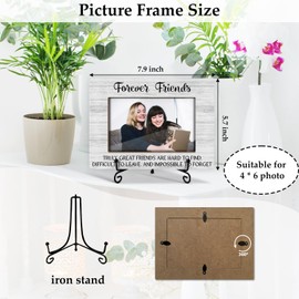HQLOW Friendship Frame Wood Photo Frame Fits 4x6, Best Friends Picture Frame Gifts Tabletop Picture Frame with Stand - Forever Friends -11