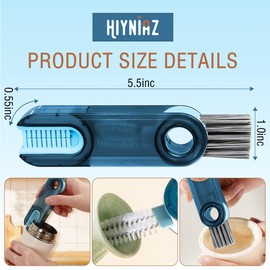 Hiyniaz 3 in 1 Bottle Brush, Crevice Gap Cleaning Brush, Multifunctional Water Bottle Cleaning Tools, Multipurpose Tiny Cup Lid Brush Cleaner, Blue Cup Brush