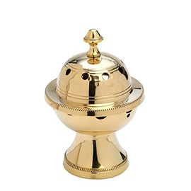 NKlaus 7576 Table Smoke Barrel with Inner Shell Frankincense Burner Decorative Brass Small Gold