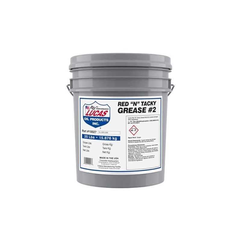 Lucas Oil 10027 Red N Tacky Grease NLGI#2-35 lb. Pail