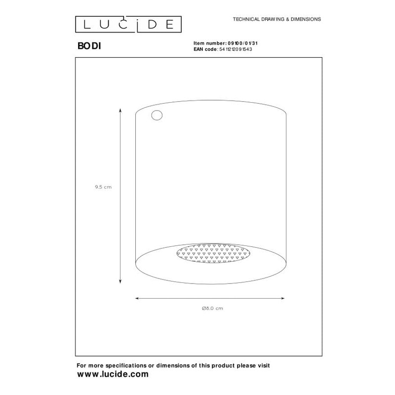 Lucide BODI GU 10 Ceiling Light 8 x 9.5 CM