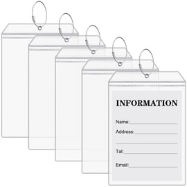 Saintrygo Golf Luggage Tags 9 x 6 Inch Clear PVC Waterproof Zipper Plastic Pouch with Steel Loops for Travel Shipping Golf Bag(5 Pieces)