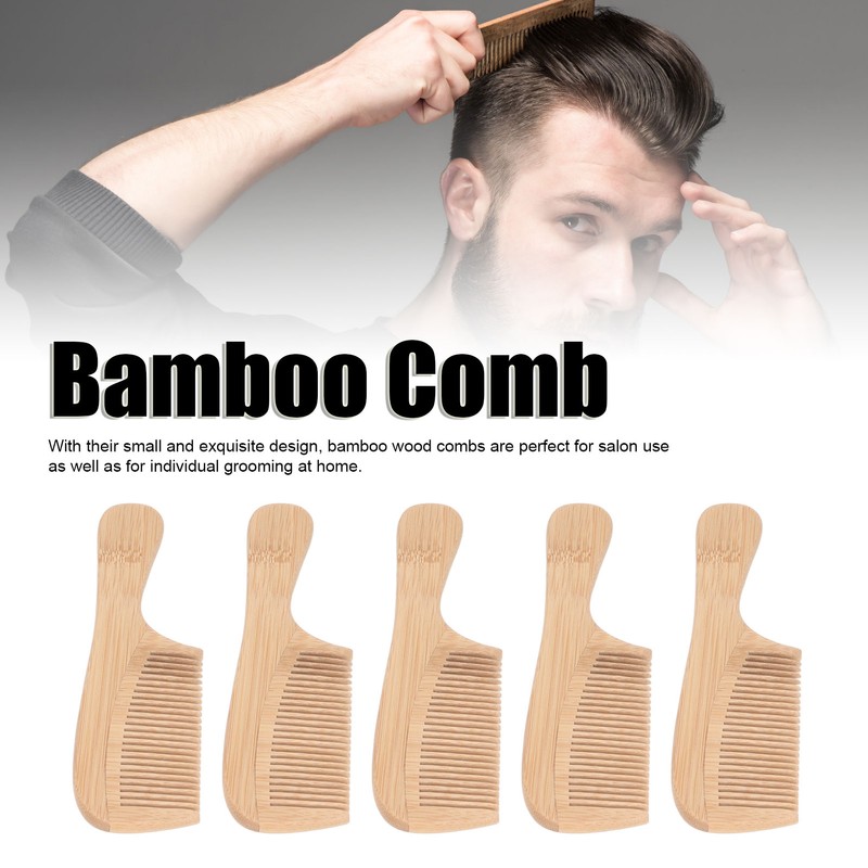 5pcs Bamboo Hair Comb Anti Statics Round Teeth Fragrance Wide