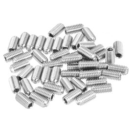 sourcing map Socket Set Screws,50Pcs M6x12mm Metric - 304 Stainless Steel Hex Socket Set Headless Cup Point Grub Screws, for Repairing Compact Instruments, Machinery and Equipment (Silver)