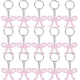 iMagitek 24Pcs Pink Bow Keychains for Coquette Bow Party Favors Girls Birthday Gifts Classroom Prizes