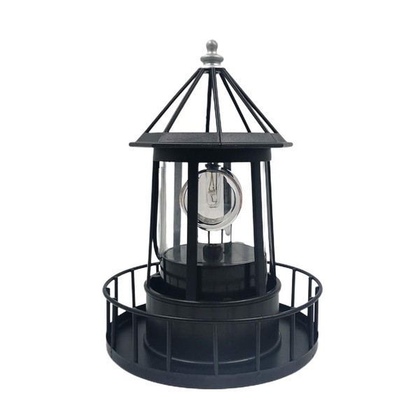 GEZICHTA LED Solar Powered Lighthouse, 360 Degree Rotating Lamp, IP65 Waterproof LED Solar Lighthouse Garden Yard Outdoor Decor