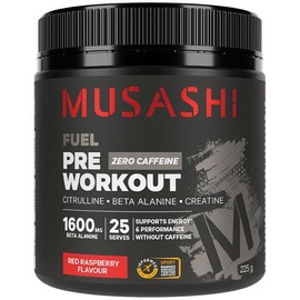 Musashi Pre Workout Zero Caffeine Red Raspberry 225g