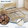 GarveeHome Queen Bed Frame with Natural Rattan Headboard, Metal Platform
