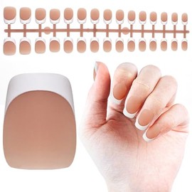 JODSONE Short Round French Press On Nails – 150PCS 15 Sizes Matte Nude Fake Nail Tips, Easy DIY Acrylic Press On Nails, Natural Seamless Fit
