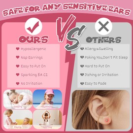 Jstyle Hypoallergenic Earrings for Girls Women Surgical Stainlee Steel Earrings for Sensitive Ears Screw Back Earrings Set Cute Hoop Earrings for Girls Kids Earrings Toddler Earrings Jewelry for Teen Girls Mixed Color