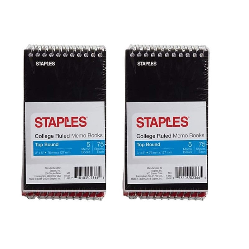 Staples Top Bound Memo Books, 3" x 5", 10/Pack (10