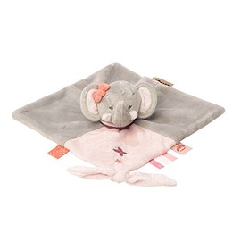 Nattou Pupazzetto Fazzoletto Adele L'Elefante, Compagno dalla Nascita, 27 x 27 cm, Grigio/Rosa, 424165