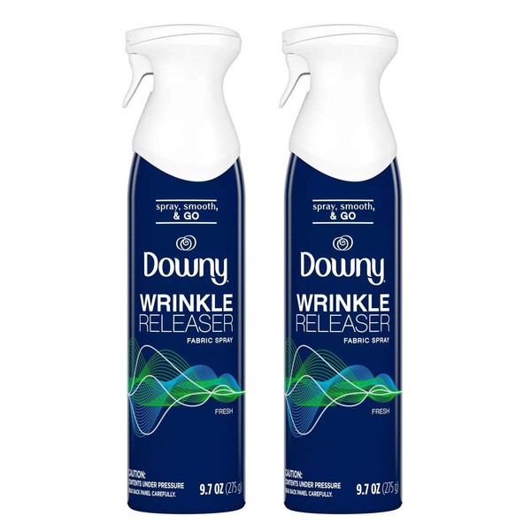 Downy Wrinkle Releaser Fabric Spray - Fresh Scent - Net Wt. 9.7 OZ (275 g) Per Can - Pack of 2 Cans