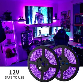 TigQiang Black Light Strip, 40ft/12M Flexible LED Black Light with kit, 720 lamp Beads, 12V LED Light, Non-Waterproof for Indoor Fluorescent Dance Party, Stage, Birthday, Wedding, Dark Party